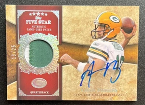 2011 Topps Five Star Football Aaron Rodgers Auto Patch 19/25 Packers On Card - Picture 1 of 2