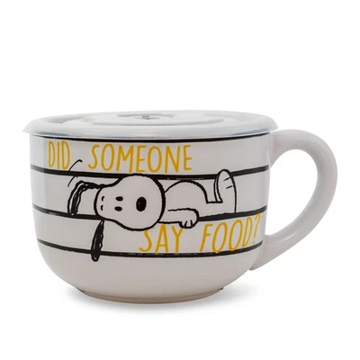Peanuts Snoopy "Did Someone Say Food?" Ceramic Soup Mug With Vented Lid - Image 1 of 4