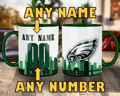 CUSTOMIZABLE Philadelphia Eagles Skyline Jersey Mug - Any Name/Number - 11 oz. - Image 1 of 3