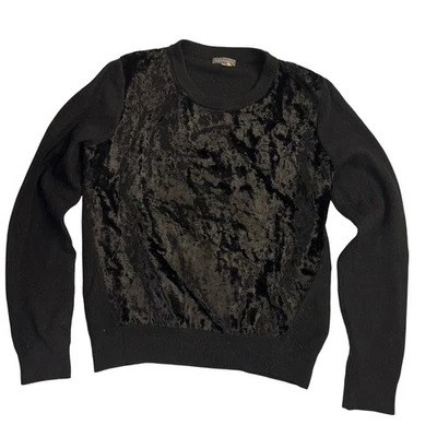 Suéter Pullover Vince Camuto Tejido Terciopelo Negro Cuello Redondo Mujer Talla S Foto 1 de 4