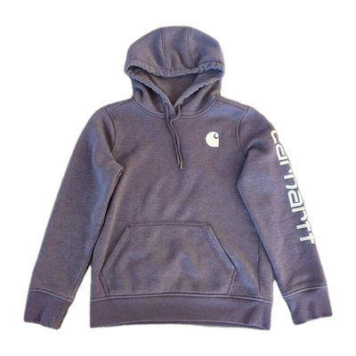 Sudadera con capucha Carhartt Clarksburg Spellout para mujer XS púrpura relajado 102791 Foto 1 de 4