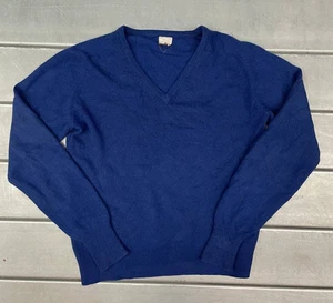 Suéter vintage Oakbrook cuello en V para hombre azul medio 100 % cachemir - Imagen 1 de 7