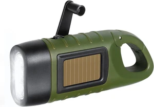 Hand Crank Solar Powered Flashlights,Compact Emergency Rechargeable LED Flashlig - Picture 1 of 6