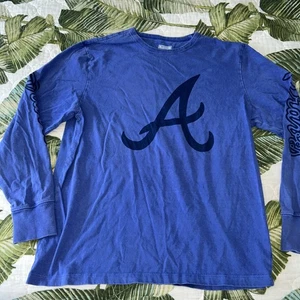 Tailgate Long Sleeve T Shirt ATLANTA BRAVES BASEBALL MLB Blue - Picture 1 of 5