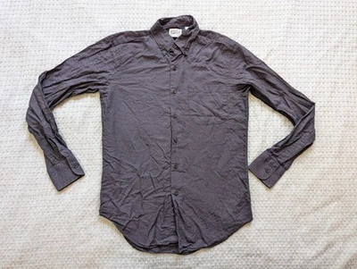 Голая и знаменитая джинсовая рубашка мужская небольшая угольно-коричневая на пуговицах японский тканевый узор - Изображение 1 из 4