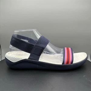 Crocs LiteRide Stretch Sandals Women’s 10 Navy Colorblock Ankle Straps - Picture 1 of 8