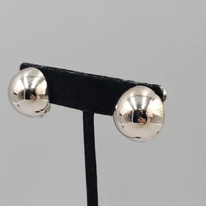 Pendientes de clip de cúpula redonda tono plata vintage alto pulido 3/4 pulgadas - Imagen 1 de 6