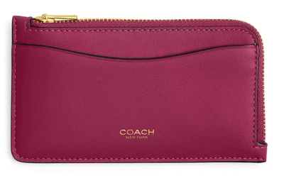 🩷Estuche para tarjetas Coach New York con cremallera - Cuero de becerro refinado rosa CZ112 - NUEVO CON ETIQUETAS Envío gratuito Foto 1 de 3
