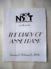 THE DIARY OF ANNE FRANK Playbill RONETE LEVENSON / JAY GREENBERG NYYT 2000