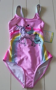 Girls Saint Eve 1 Pc Pink Unicorn Fully Lined Swimsuit Sz L 10-12 - Picture 1 of 2