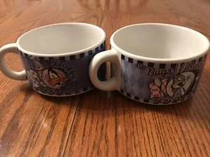 Looney Tunes Bugs Bunny & Daffy Duck Diner Mugs Soup Bowls 1998 Set of 2 - Picture 1 of 3