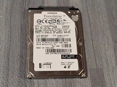 ⭐⭐⭐⭐⭐ HDD Hitachi Travelstar HTS541040G9SA00 Laptop 2.5" IDE 40GB Hard Drive - Image 1 of 4