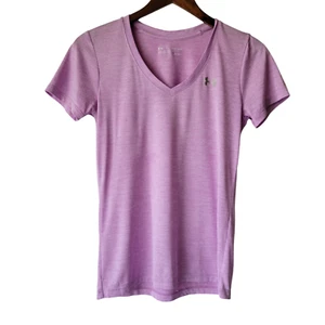Under Armour Shirt XS Womens Purple V Neck Short Sleeve HeatGear Athletic Active - Bild 1 von 9