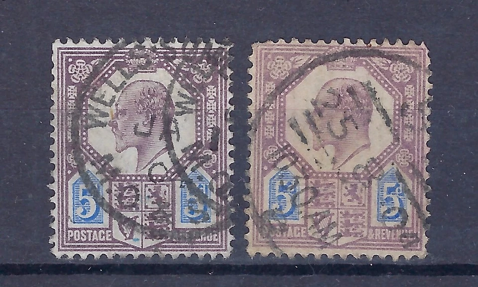 GB  "KE VII  Two 5p Shades  Sc#134" CV $45 (GB294)* - Image 1 of 1