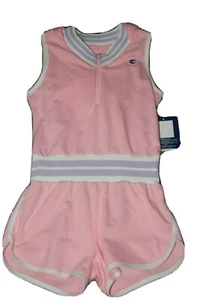 CUTE & FUN CHAMPION LITTLE GIRLS HOODED PINK PURPLE ONE PC ROMPER 5 6 NEW - Picture 1 of 4