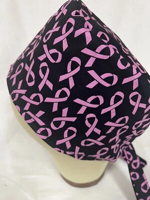Men/Women Surgical Scrub Cap Lined Breast Cancer Awareness￼ 100% Cotton - Image 1 of 3