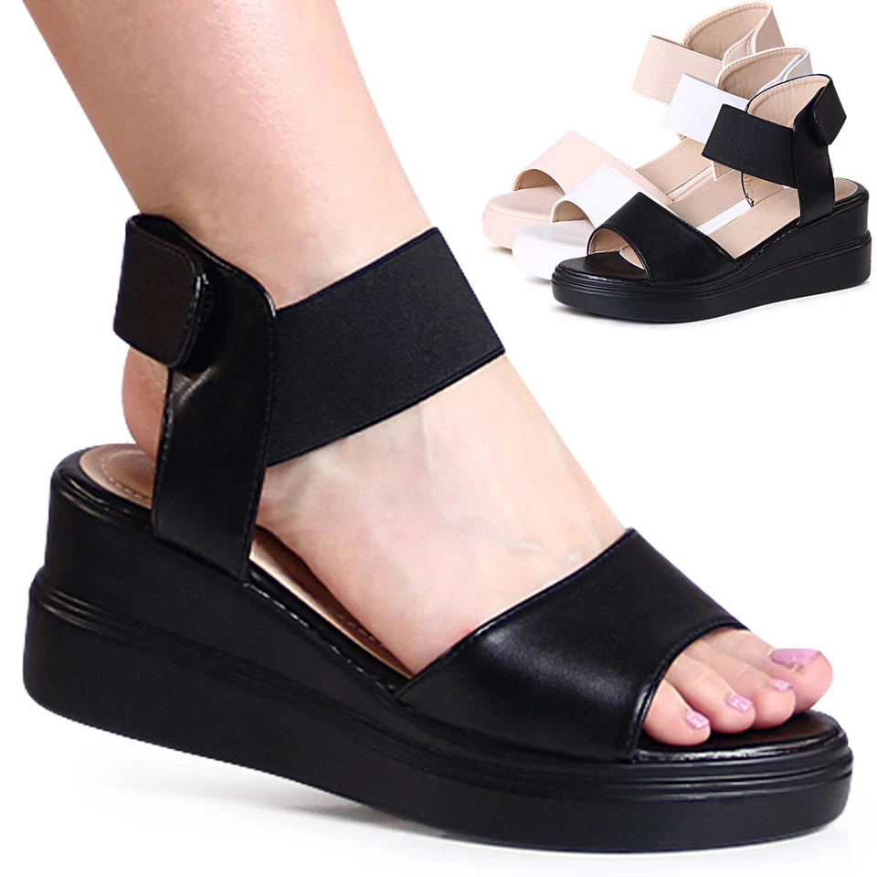 Femmes Semelle Compensée Sandales Plateformes Escarpins à Sangle - Photo 1/1