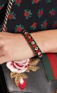 GUCCI Sherry line B Crystal Womens Bangle Bracelet | Green/Red| Size 16 RRP £700 - Picture 1 of 12