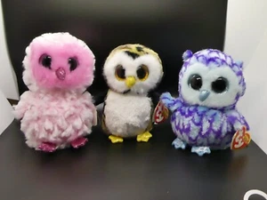 NWT Ty Beanie Boos Owls 6" Lot of 3 Oscar Owliver Twiggy Stuffed Animals Plush - Picture 1 of 12