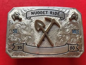 1980 Sterling Silver Overlay Diablo Western Cowboy 50 Mile Nugget Ride Buckle - Picture 1 of 6