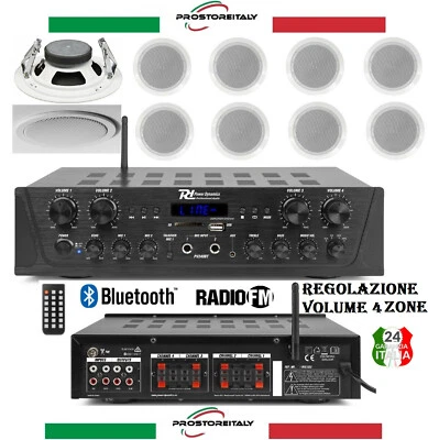 KIT AUDIO FILODIFFUSIONE CONTROFFITTO VOLUME SEPARABILI 4 Z.  BLUETOOTH RADIO FM - Immagine 1 di 4