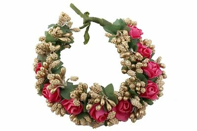 Women's Pink Fabric Juda Maker Flower Gajra Hair Accessory — 第 1/3 张图片