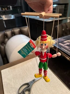 Russian Wooden Pinocchio Cartoon Marionette Doll 10”String Puppet Toy NWT - Picture 1 of 12