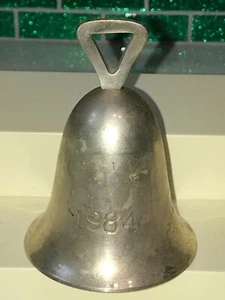 Vintage 1984 versilberte Handglocke Messing Made in India #1477 - Bild 1 von 10