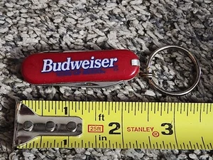 Vintage Budweiser Keychain Pocketknife File Scissors Tweezers Advertising Red - Picture 1 of 5
