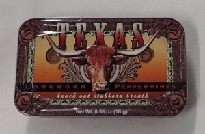 Fabrikversiegelt nie geöffnet Amuse Mints Dose Texas Longhorn Pfefferminzen zuckerfrei - Bild 1 von 2