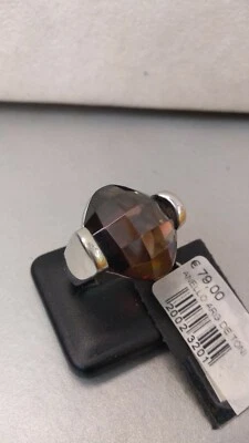Anello argento 925 con Quarzo marrone sfaccettato - Immagine 1 di 4