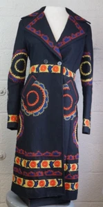 Bcbgmaxazria Floral Embroidered Retro Wool Blend Coat Size Small - Picture 1 of 9