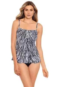 Miraclesuit Silver Gray Chevron Python Jubilee Underwire Tankini Top Size 12 - Picture 1 of 7