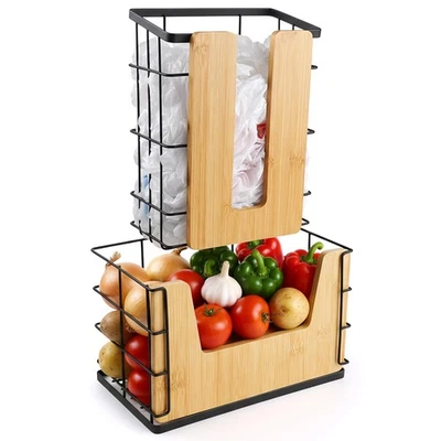 Dispensador de bolsas de basura y portabolsas de la compra de 2 paquetes - Portabolsas de plástico 2 en 1... Foto 1 de 4