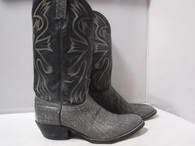 J Chisholm Cowboy Dover Boots Men's Black Gray Western USA Size 9.5 EE Exotic - Image 1 of 4