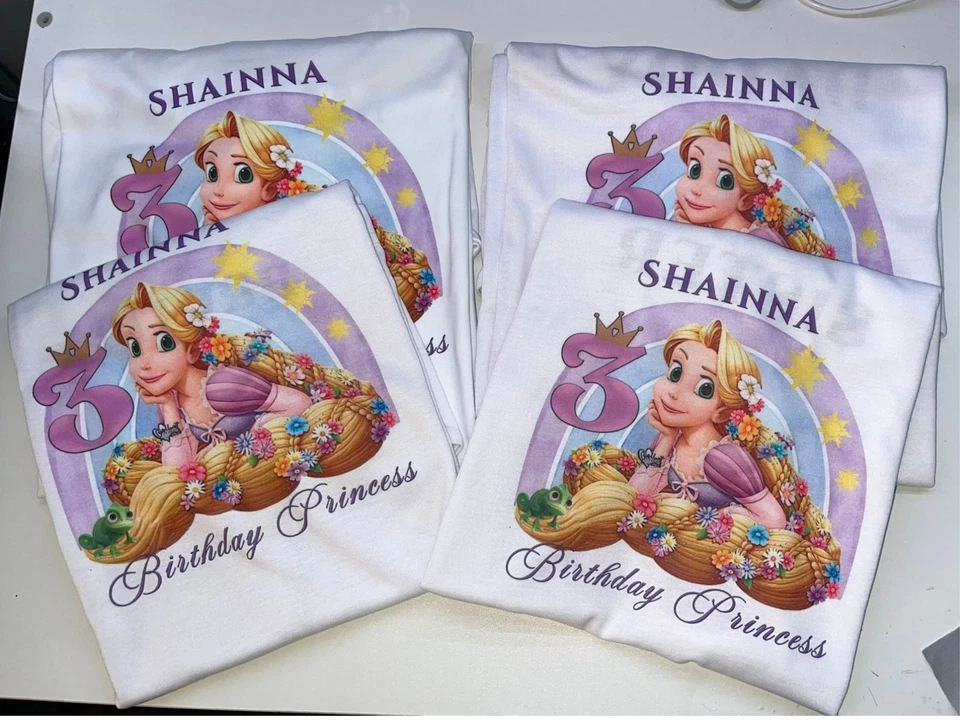 Custom Birthday girl Rapunzel Shirt with Name & Age - Image 1 of 1