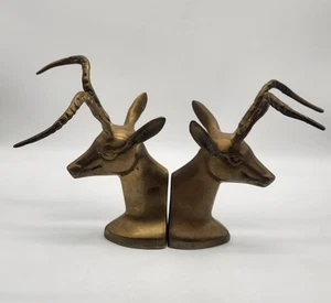 Juego de 2 sujetalibros de latón MCM de colección antílope Ibex gacela mediados de siglo modernos - Imagen 1 de 12