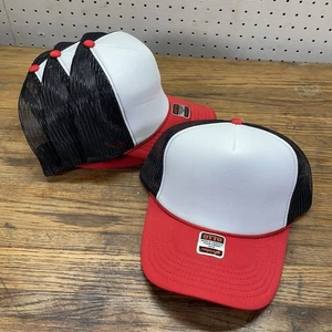OTTO Blank Mesh Trucker Hat Snapback Red White Black Lot x4 - Picture 1 of 9
