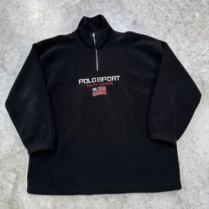 Vintage Polo Sport Ralph Lauren Pullover Mens Large Fleece Quarter Zip USA 90s - Picture 1 of 7