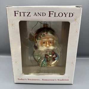 Fitz and Floyd verzauberter Feiertag Weihnachtsmann Gesicht Ornament mit Box - Bild 1 von 3