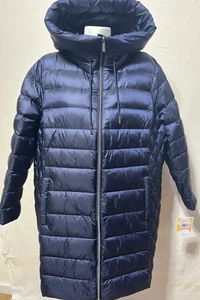 NWT Michael Kors Women 2X XXL Down Filled Jacket Blue Hooded Packable - Picture 1 of 7