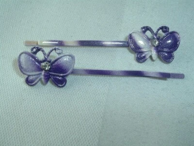 JUEGO DE ALFILERES DE METAL MARIPOSA PÚRPURA VINTAGE Foto 1 de 2