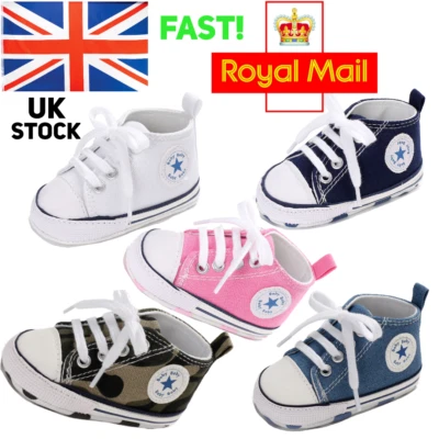 Newborn Baby Boy Girl Pram Shoes Infant Sneakers Toddler PreWalker Trainers 0-18 - Image 1 of 3