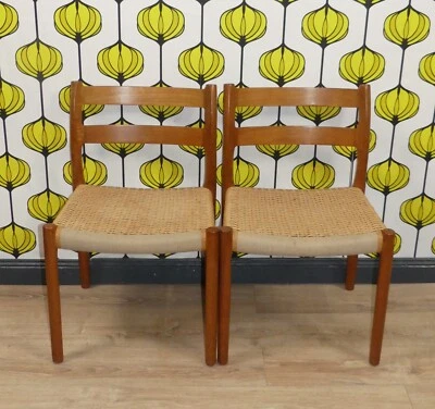 2er Stuhl Set Modell 84 Esszimmerstuhl Teak/Papierkordel von Niels Otto Møller - Bild 1 von 4