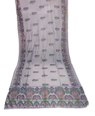 Vintage Purple Paisley Chiffon  Saree Sari 5+ Yards Fabric 44" Wide Sheer - Image 1 of 3