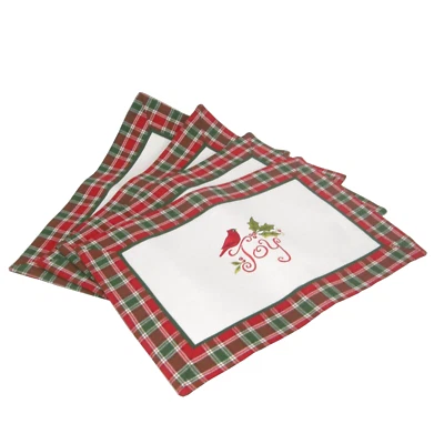 Kay Dee Designs Christmas Joy Cardinals Placemats Set of 4 Embroidered 19" x 13" - Image 1 of 4