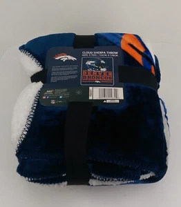 Official Licensed NFL Thick Cloud Sherpa Blanket 60 x 70 in Denver Broncos - Picture 1 of 8