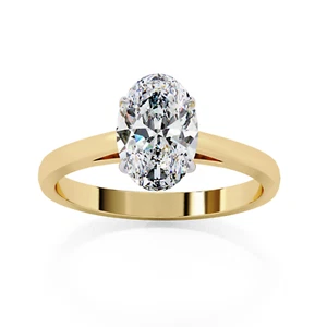 Oval Engagement Ring for Women, Oval Moissanite 14K Yellow Gold Plated Ring - Picture 1 of 12