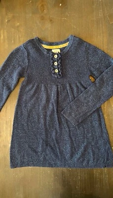 Vestido Mini Boden Azul Mezcla Cachemira Con Detalles Brillantes Talla 3-4Y Foto 1 de 3