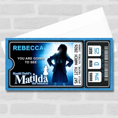 THECARDZOO Matilda The Musical Show Theatre Personalised Surprise Ticket Gift Voucher